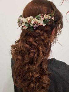 Tocado de novia de flor preservada para semirecogido