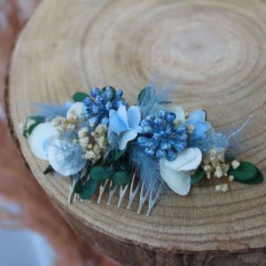 Peineta de flor azul