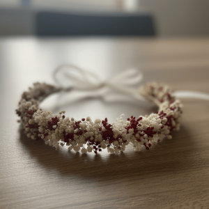 Coronita de flores para niña en crema y burdeos