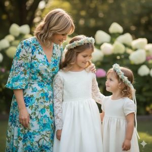 Corona de niña blanca y menta